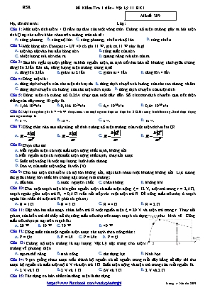 Đề kiểm tra 1 tiết học kỳ I môn Vật lý Lớp 11 - Mã đề 209